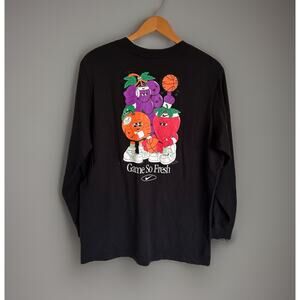 The Nike Tee Black Long Sleeve T-shirt Swoosh “Game So Fresh” Basketball Fruit L